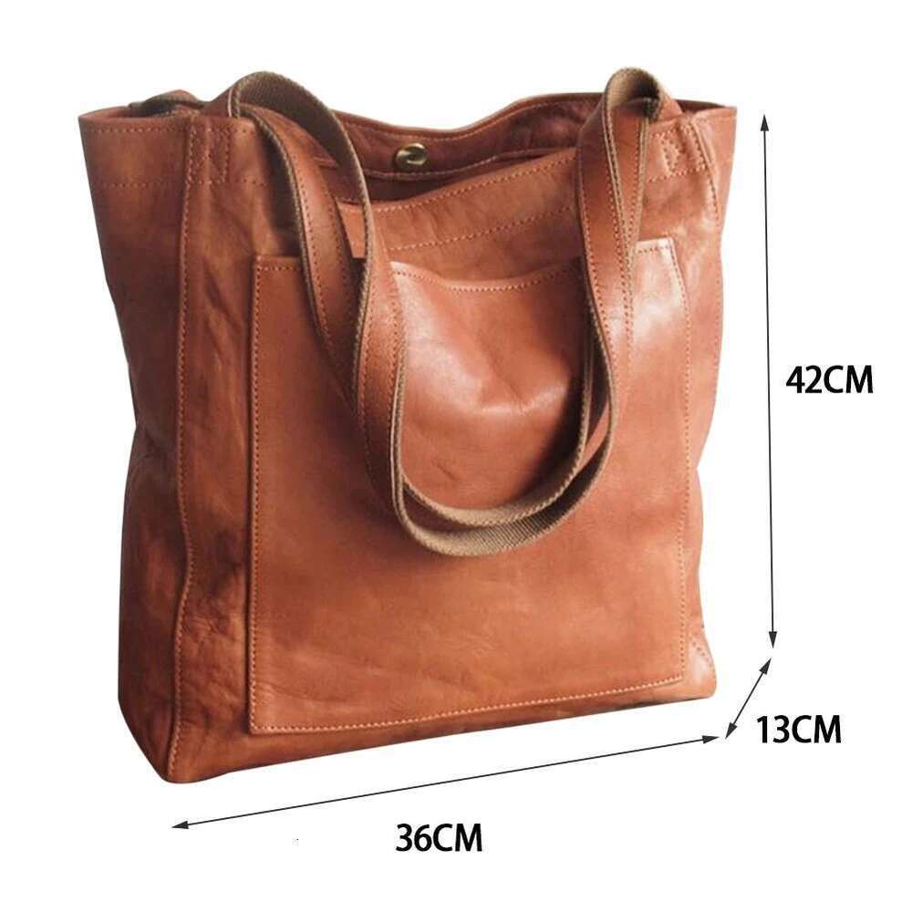 Women's Bags Retro Soft Large Capacity Tote Women Handbags Solid Color Leather Shoulder Designer Messenger Bags Ladies Shopper Bag