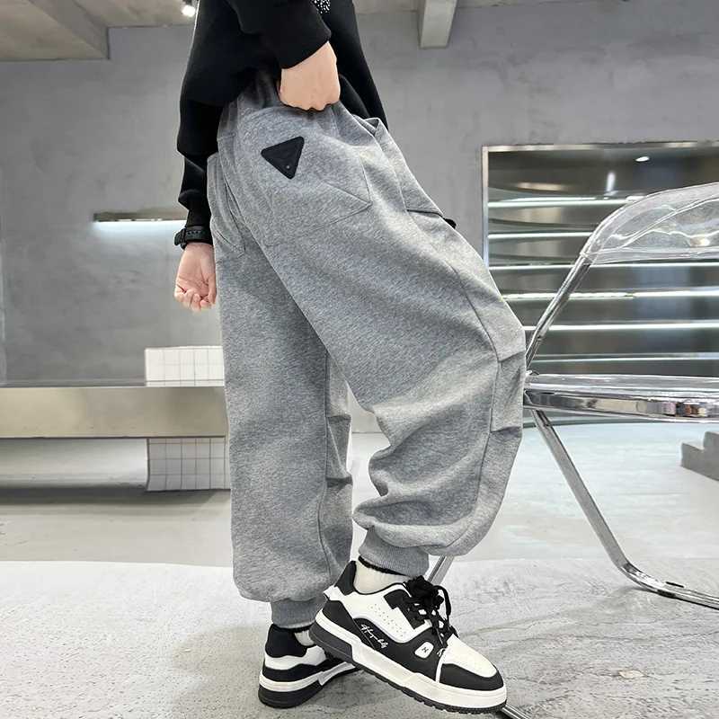 Autumn school boys cotton harem folding pants childrens sports pencil pants big childrens loose harem Trouser high-quality 5 to 14 years oldT250318