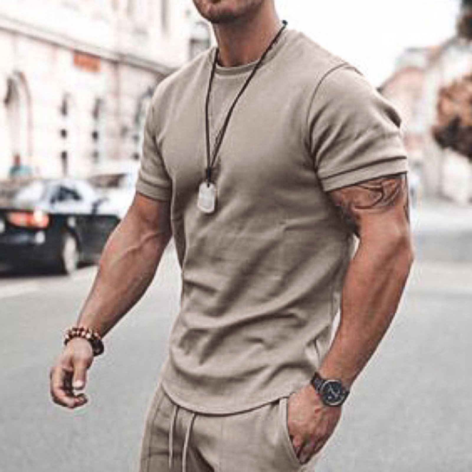 Men's Tracksuits Summer Short Sleeve Leisure Suit Fashion Outdoor Fitness Men Breathable T-shirt Sports Shorts Two Sets