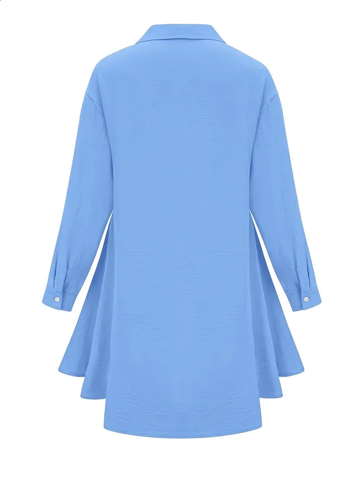 Plus Size SpringSummer Womens Solid Color Single Chest Collar Top Long Sleeve Loose Casual Shirt 250318