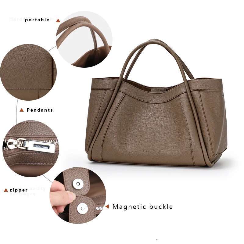 Aidrani Fashion Genuine Leather Women's Large Capacity Handbag Casual Multi Functional Cowhide One Shoulder Crossbody Bag