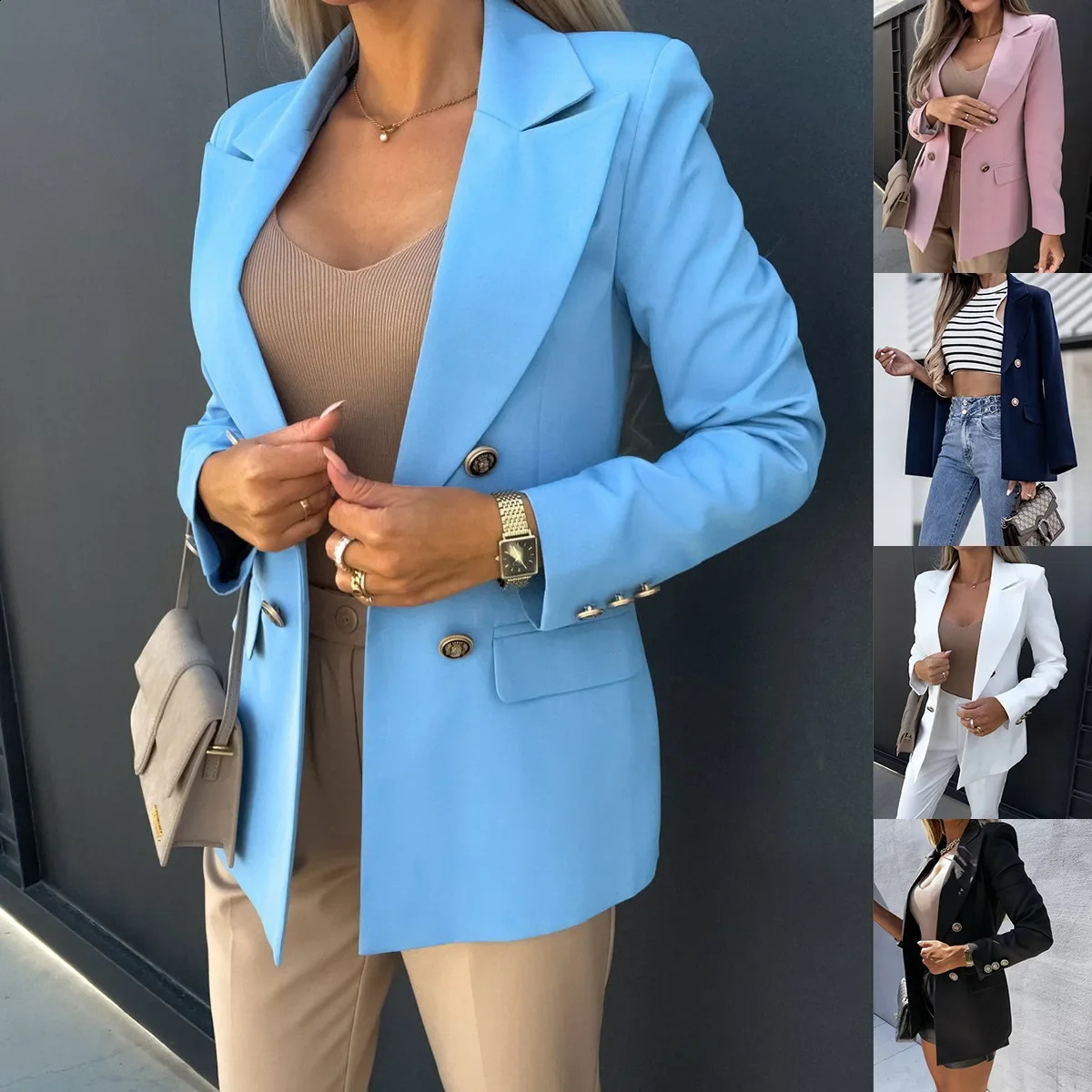 The selling European style double chest fashionable suit jacket quickly sold through boutique online shopping 250319