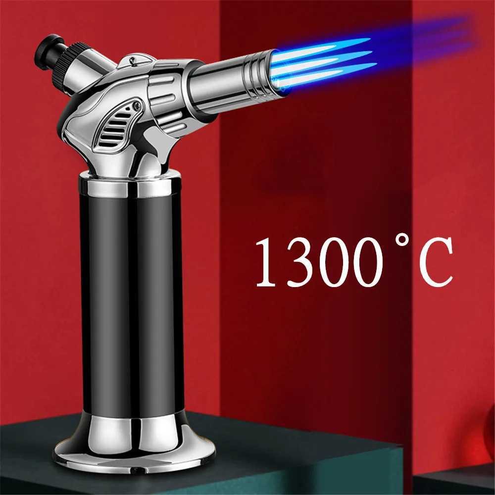Three Fire Jet Flame Gun 1300C Welding Torch Windproof Kitchen Cooking BBQ Inflatable Butane Gas Cigar Lighter Outdoor IgniterC250318