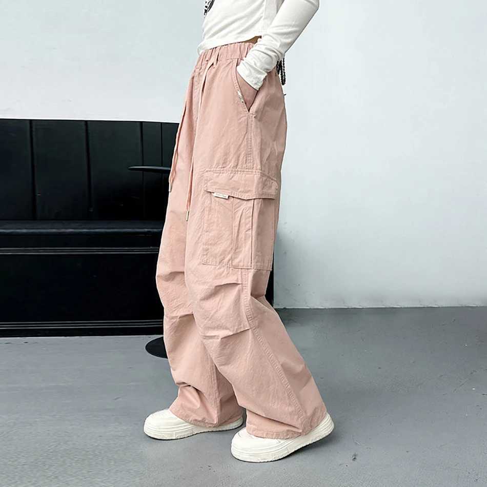 2024 new womens cargo pants ultra-thin and comfortable breathable wide legs loose elastic waist spring and summer casual pants youth clothingT250318