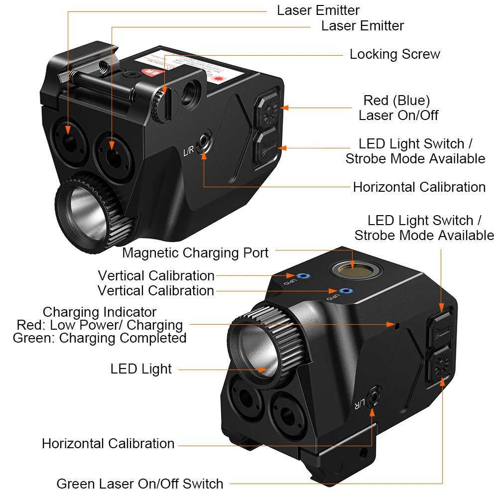 Compact 1075 charging laser sight with red/blue built-in lithium battery compatible with sports and outdoor use X250319