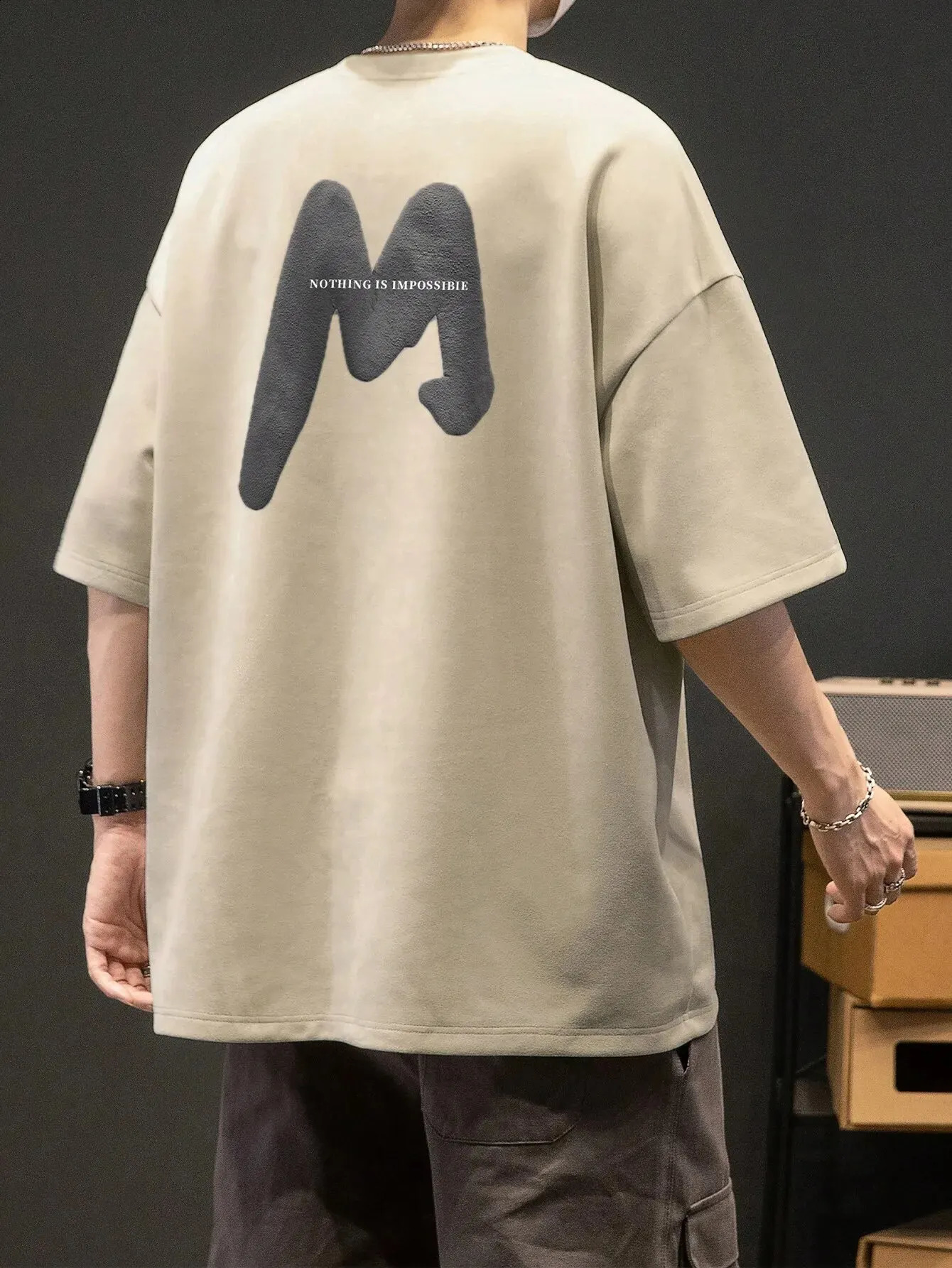 Mens Casual Fashion Trend Retro Foam Printing Round-neck Short Sleeve 250319