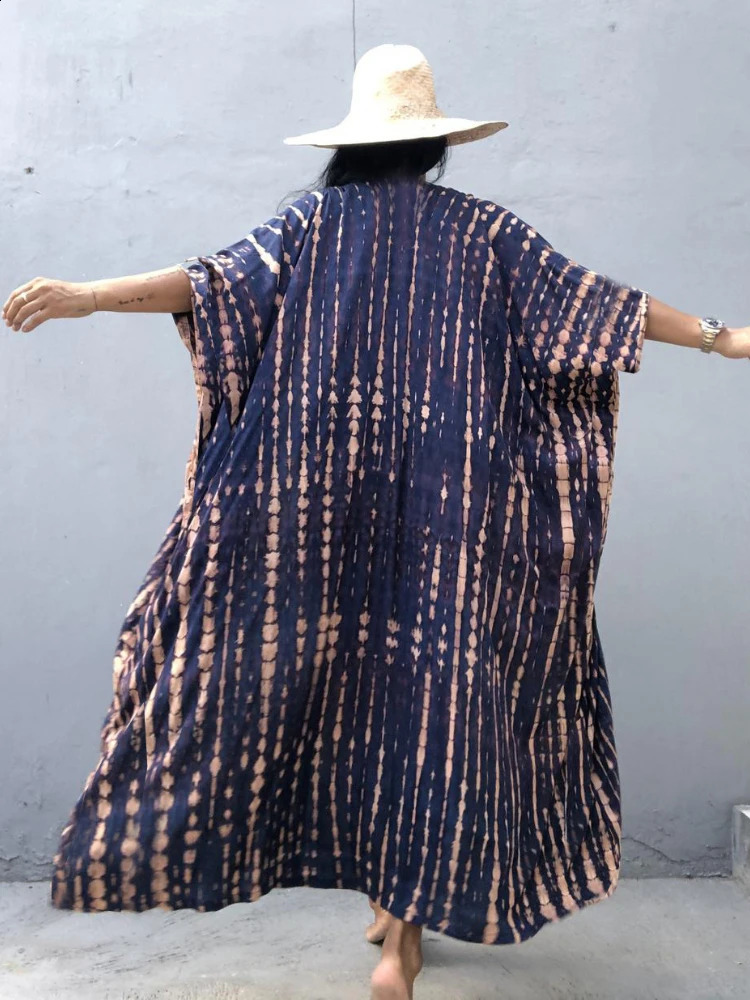 Beach Cover Ups for Swimwear Women Black Tie Dye Kimono Swimsuit Cape Summer Dress Beachwear Outfits Sales 250319
