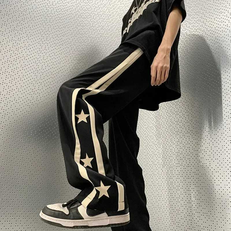 Y2K Star Sweatpants Men Black Sports Pants Wide Leg Trousers Male Japanese Streetwear Hip Hop Graphic Loose Casual X250319