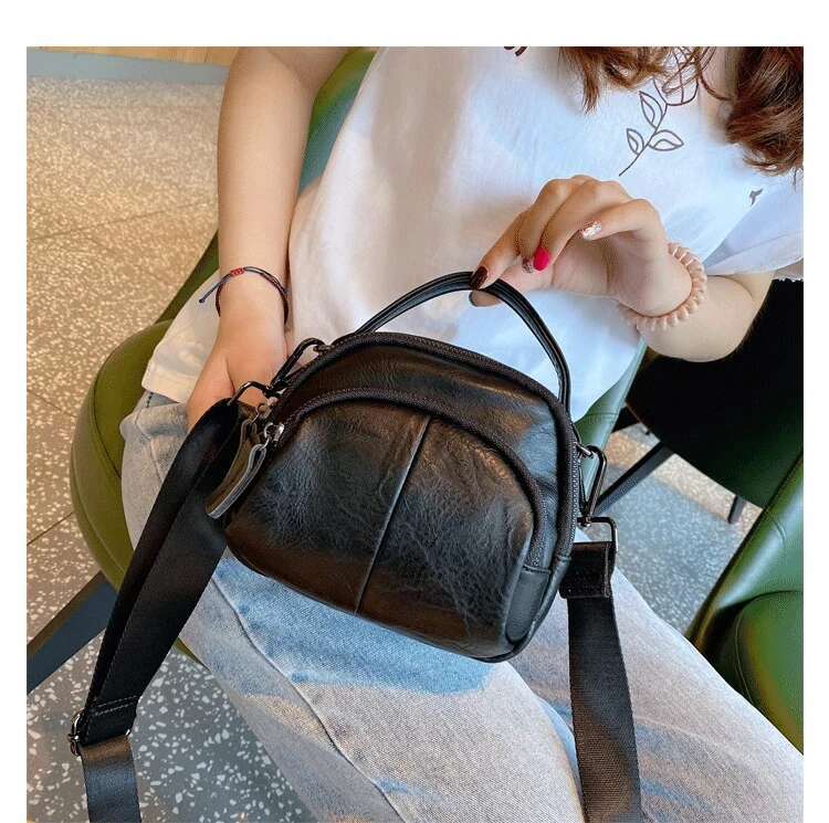 Women Handbag Small Trend Designer Wide Straps Female Shoulder Messenger Bag PU Leather Ladies Shell Totes Black