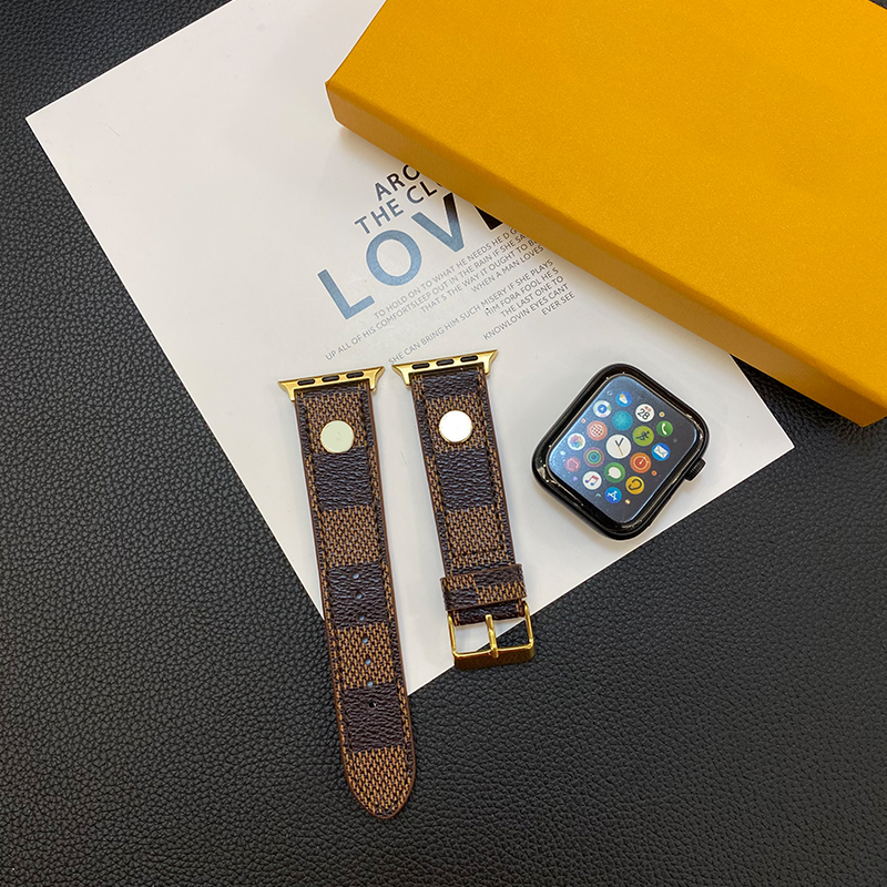 apple watch Fashion Designer Watch Straps 38 40 41 42 44 45 mm for Smart Watches Series 1 2 3 4 5 6 High Quality Embossed Leather Pattern Bands Deluxe Wristband Watchbands
