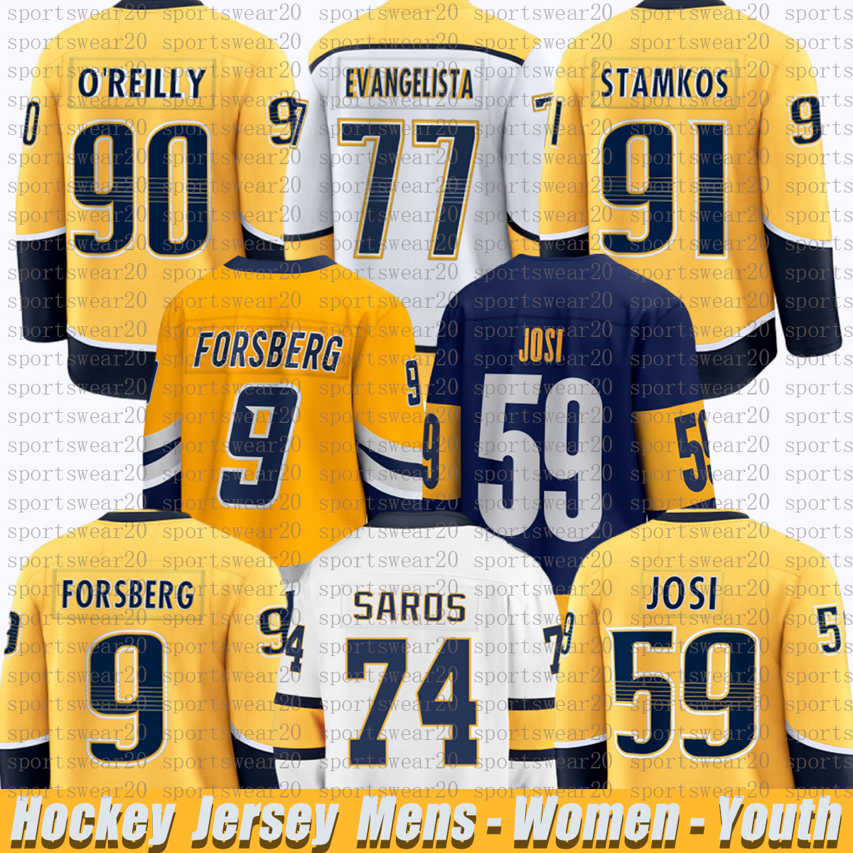 91 Steven Stamkos nashville hockey jersey predatorsS jersey Ryan O'Reilly Roman Josi Filip Forsberg Marchessault Gustav Nyquist Evangelista Juuse Saros jerseys