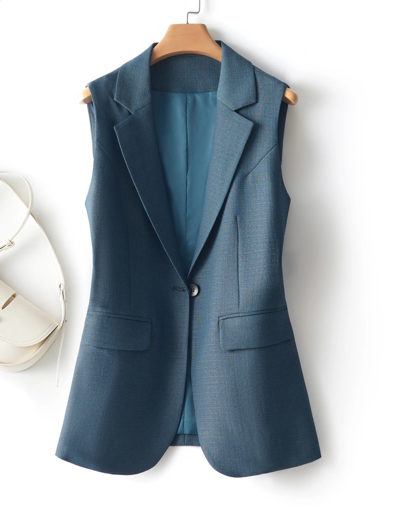 Black suit vest womens jacket Spring and Autumn Korean casual straight tube 250319