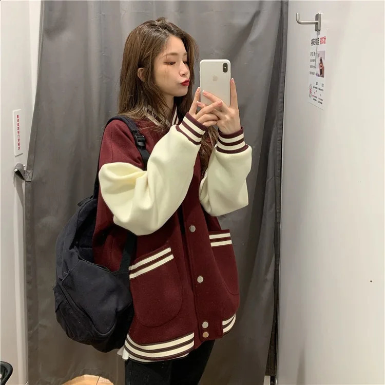 Autumn and Winter Loose Padded Baseball Jacket Female Hundred Original Hostile Wind Maillard Style Woman 250317