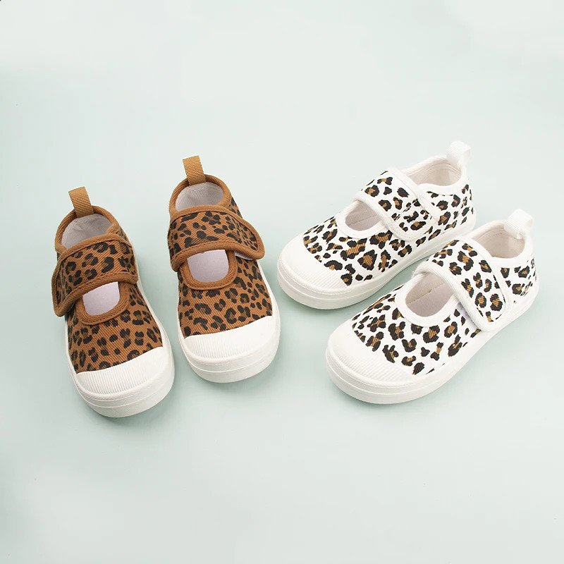 Leopard Print Kids Sprint Jogging Sneakers Low Top Cold Adhesive Canvas Shoes for Boys and Girls ED7023 250319
