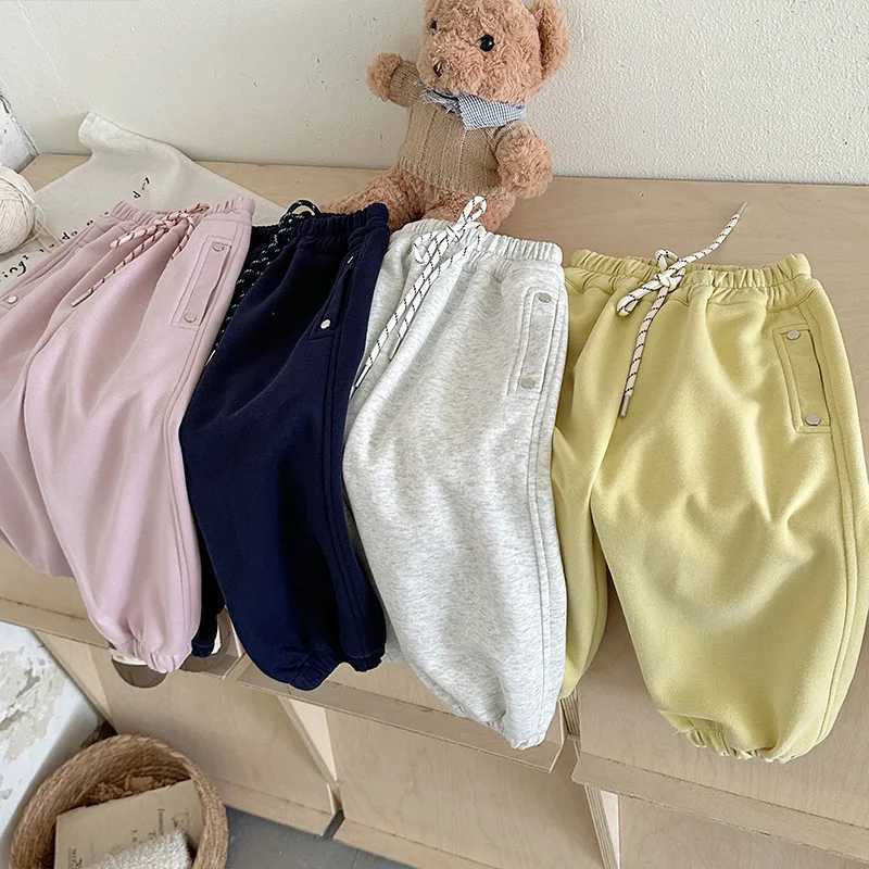 2025 Spring Clothing Korean Style Girls Casual Middle and Small Childrens Sports Pants Solid Color Leg TightsT250318
