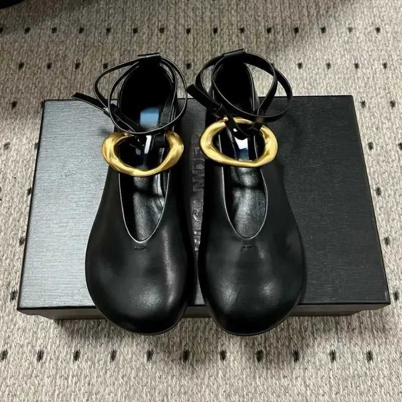Fis Flat Ballet Shoes Brand Round Toe Loafers Female Comfort Shallow Metal Buckle Soft Sole Designer Ballet Mary Jane ShoeXJ250319