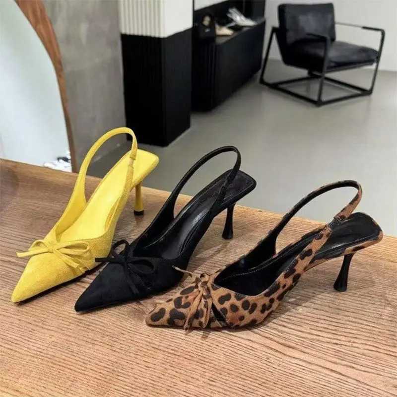 Leopard Print Summer Pointed Toe High Heels Womens Sandals Fi Sliding Mule Womens Party Dress ShoesXJ250319