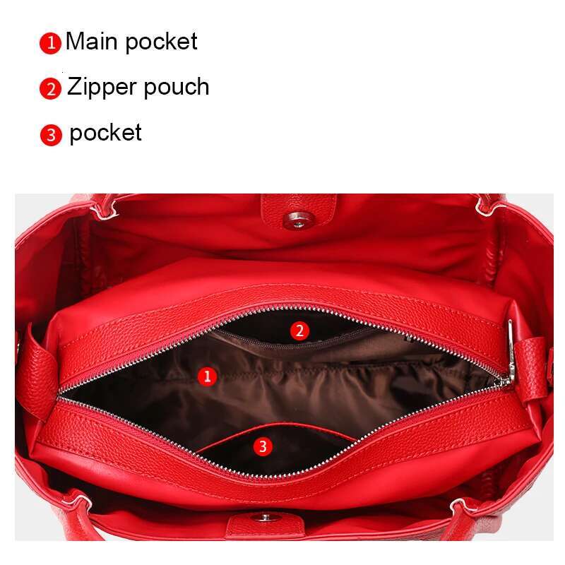 Aidrani Fashion Genuine Leather Women's Handbag Red Crocodile Pattern Large Capacity Commuting Multi Functional Cowhide One Shou