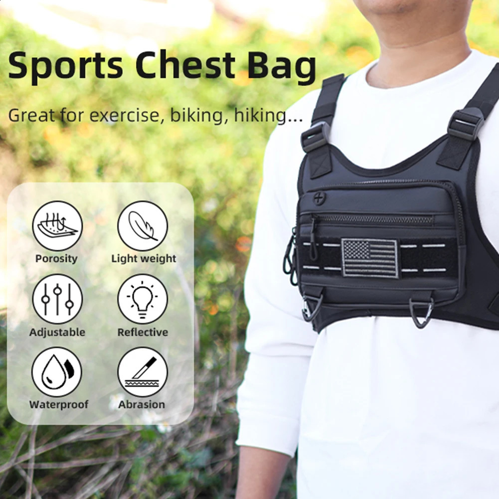 Sports chest bag unisex front chest bag running vest large capacity reflective training running vest outdoor running accessories 250313