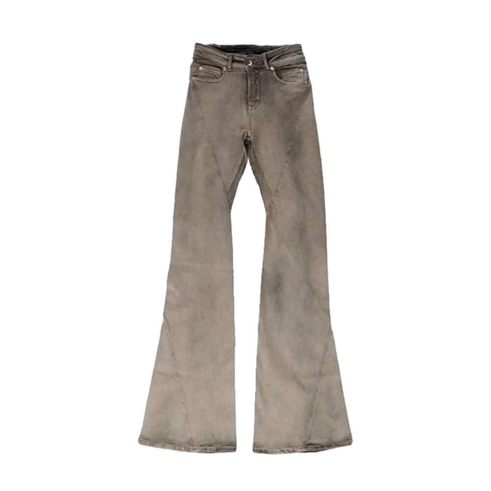 style vintage earth color washed floor mopping high elasticity slim fit horn wide leg um slimming stacking jeans men