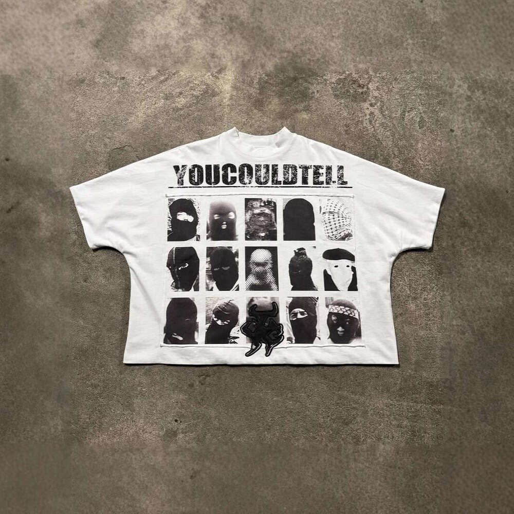 American high street dark style portrait print short sleeved T-shirt loose men's and women's trendy brand