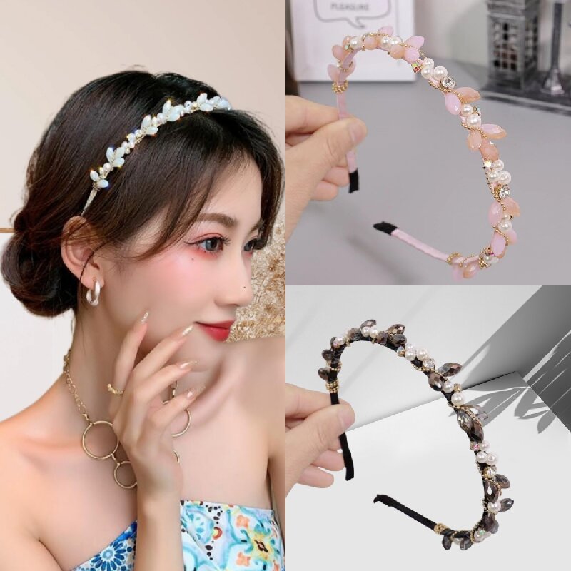 Elegant French Style Artificial Crystal Pearl Headpiece with Rhinestones Perfect for Daily Use and Special Occasions