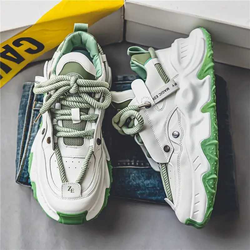 Male 2024 New Leather Comfortable Cross Strap Colored Versatile Internet Popular Casual Shoes Outdoor Sports Shoes Z250319