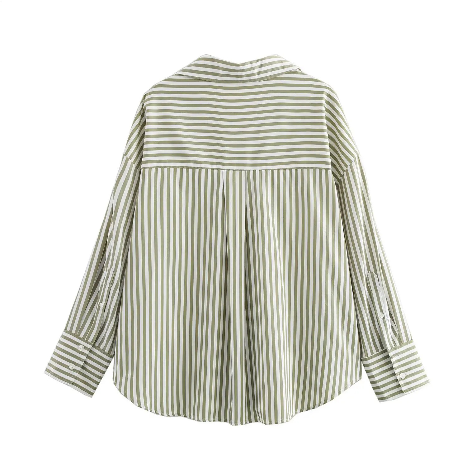 ZBZA Womens Striped Shirt with Collar Long Sleeve Single breasted Basic Top SpringSummer Style Casual Slimming Unique 250319