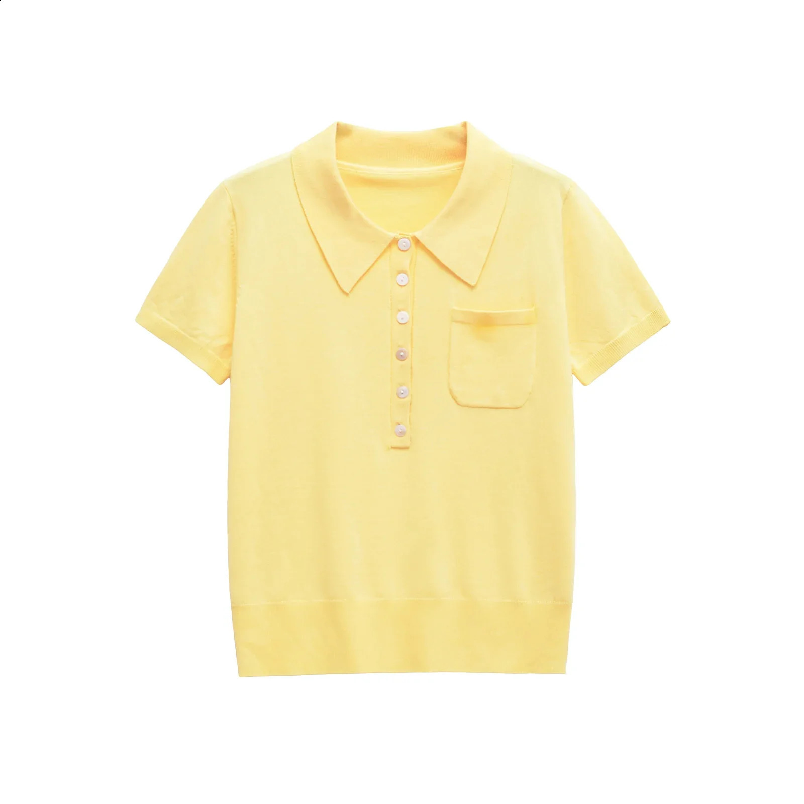 TRAFSHE Spring Summer Elegant Knitted Polo T-shirts For Women Loose Soft Temperament Short Sleeve Thin Women Pulovers 9598047 250318