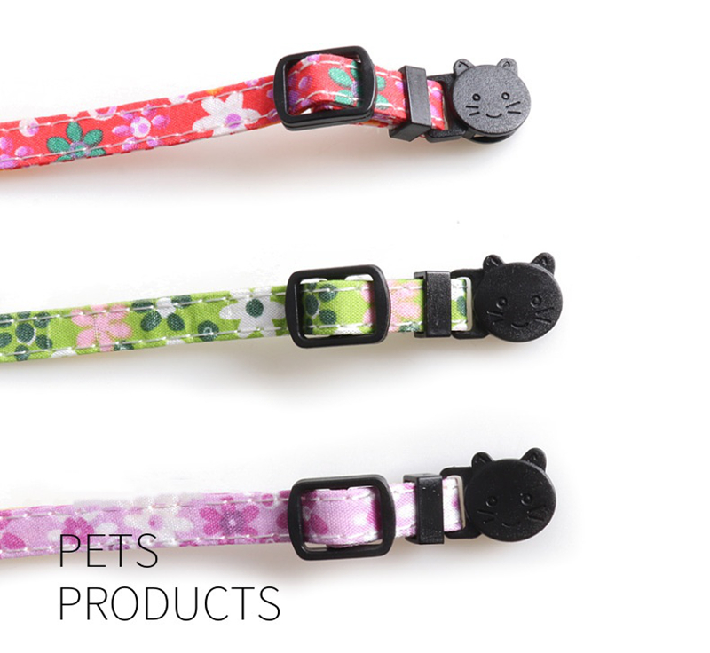 Breakaway Cat Collars for Girl Boy Cats, Cute Kitten Collar with Bells and Flowers, Safety Adjustable Female Male Kitty Puppy Floral Collar Pet Spring