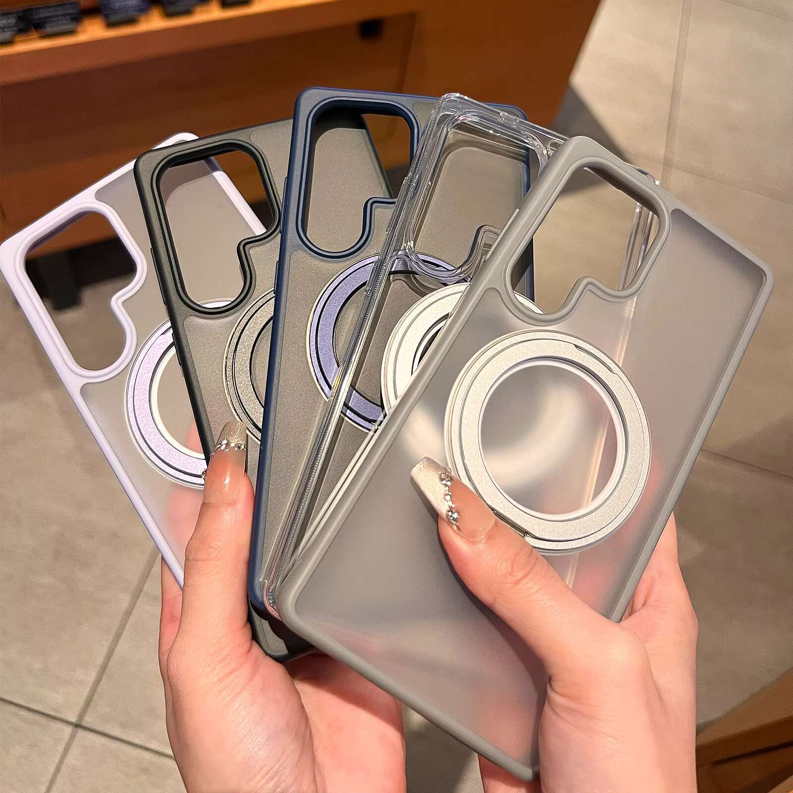 Hot 2025 New Shockproof Wireless Charging Magnetic Stand Mobile Phone case for Samsung S24 ultra Plus