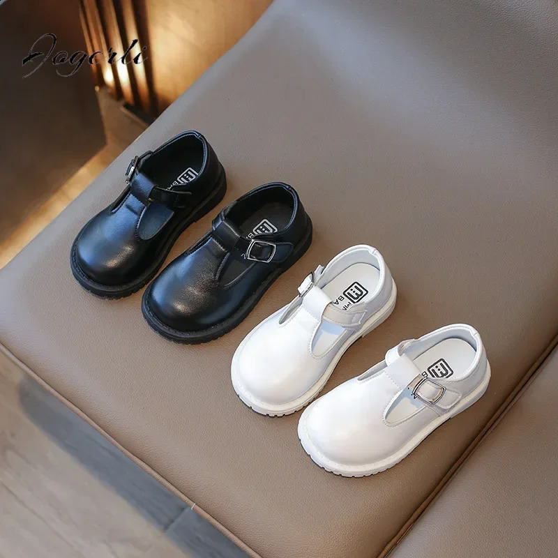 Girls Shoes Spring Fashion Edition Round Head PU Leather Flat Bottom Childrens Soft Student Loafer 250319