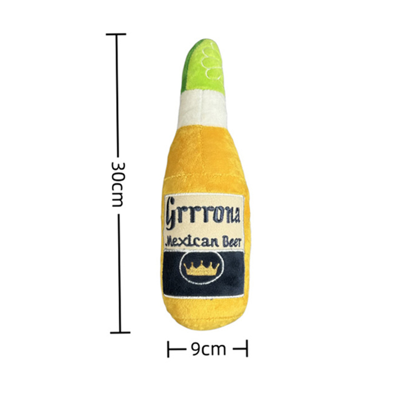 Funny Plush Dog Toys Beer Bottle Shaped Small Large Dogs Squeak Sound Clean Teeth Chew Toy Pets Interactive Playing Supplies
