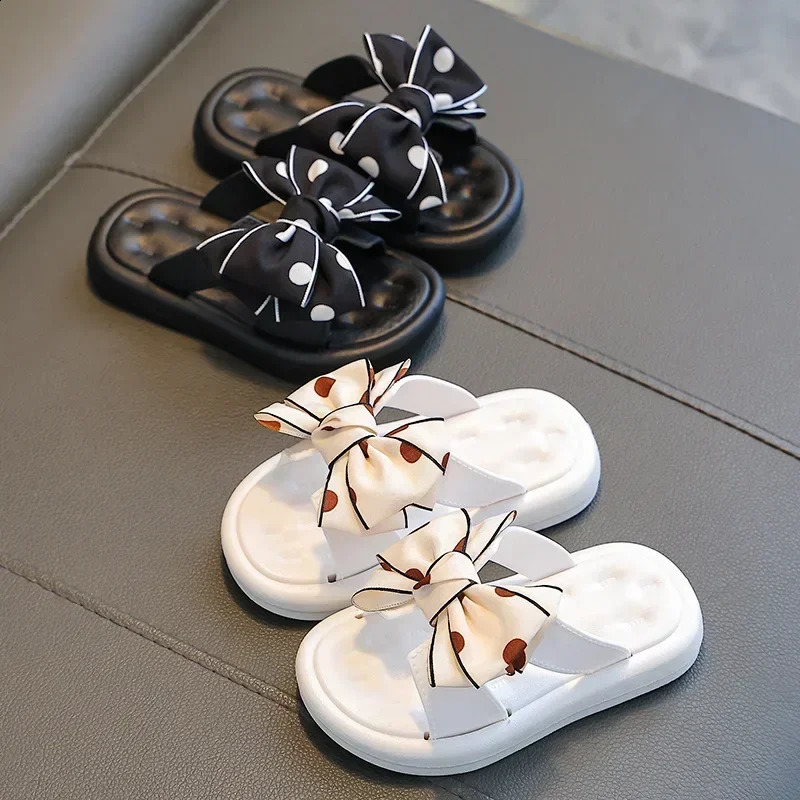 Summer Childrens Slippers Girls Princess Bow Non-slip Soft Sole Slippers 250318