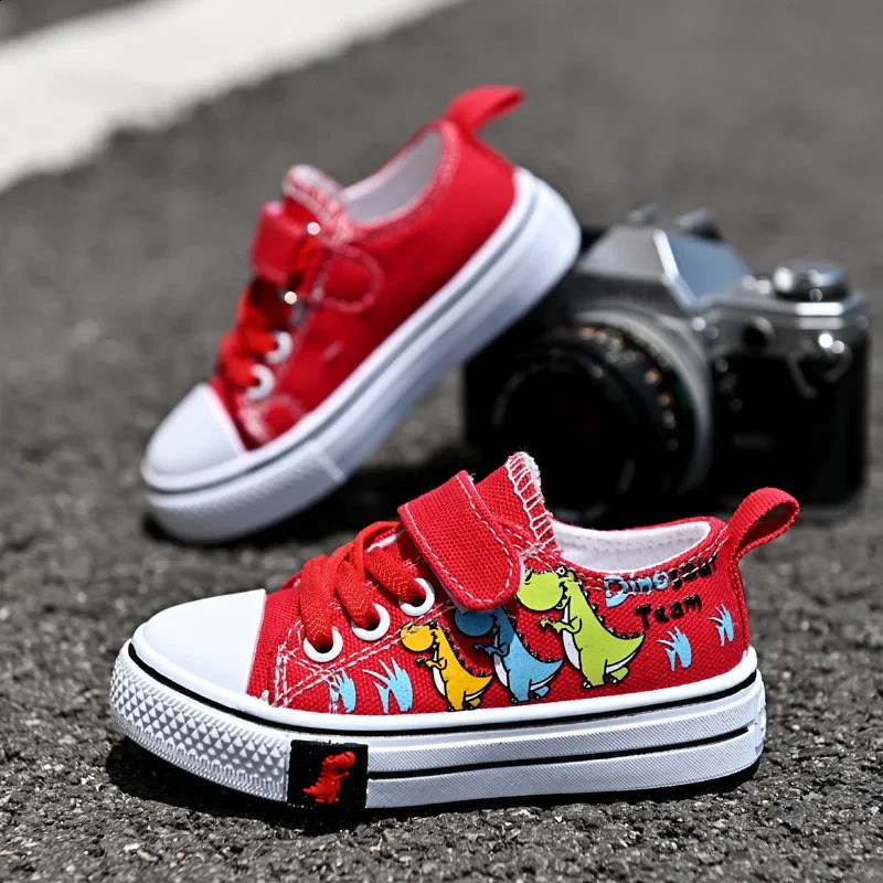 Children Casual Shoes Boys Canvas Shoes Kids Sneakers Cartoon Dinosaur Dino Fashion Classic School Students Girls Shoes Soft 250319