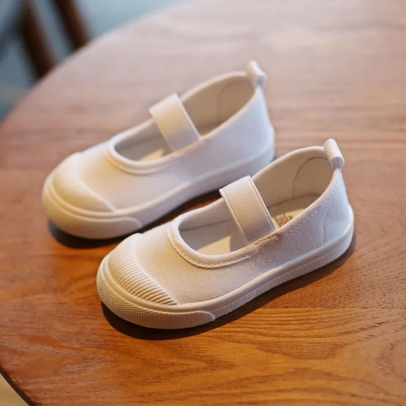 Spring Summer Childrens Canvas Shoes Girls White Shoes Fashion Boys Soft Campus White Causal Shoes Non-slip Sneakers 250319