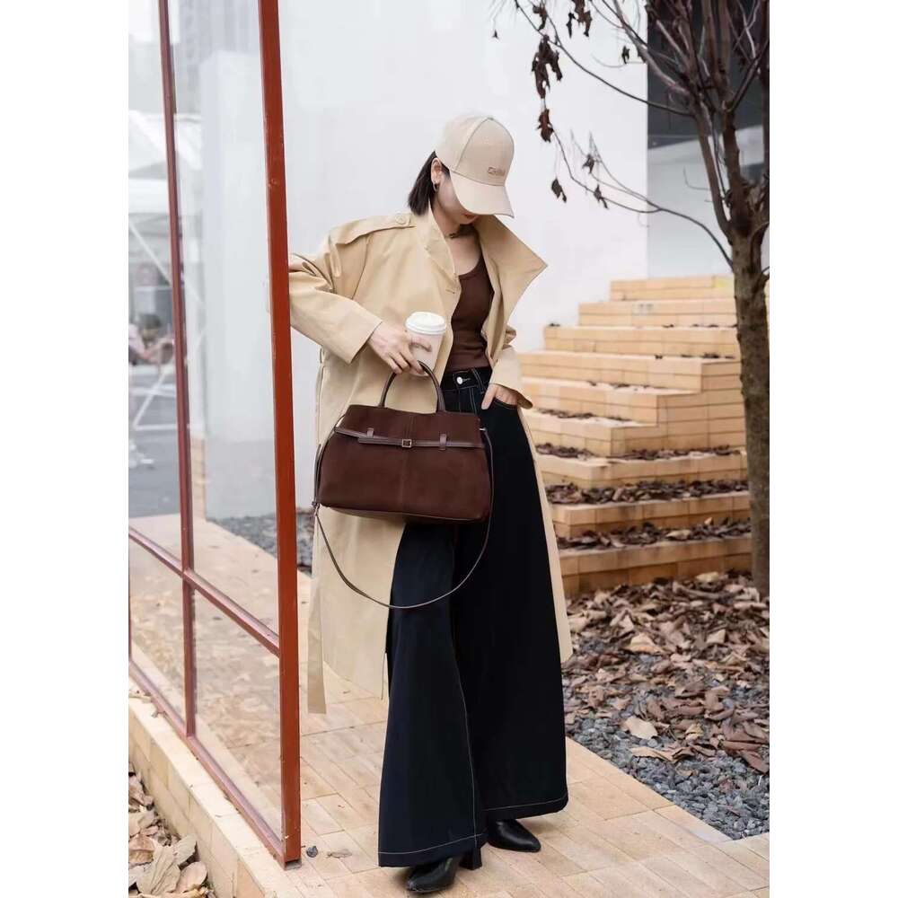 Suede Leather For Women Frosted Bag Retro New Autumn And Winter Casual Shoulder Handbag Commuter Tote
