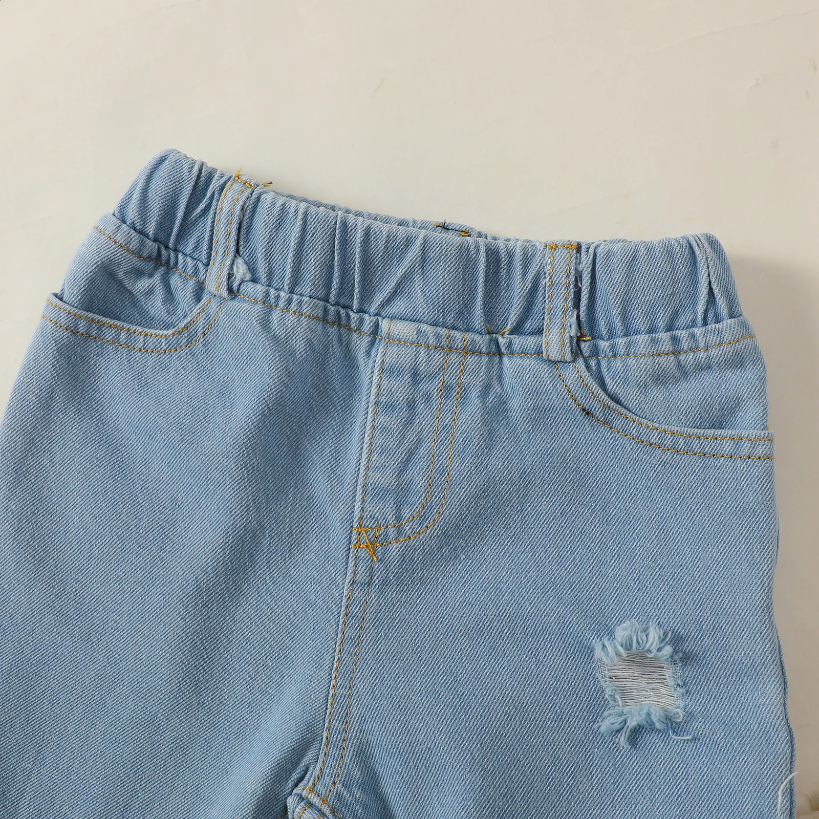 1-4 Years Kids Girls Suit Long Sleeve Flower Ruffle TopsElastic Waist Denim Pants 2pcs Set Toddler Girl Clothes Spring Outfit 250319