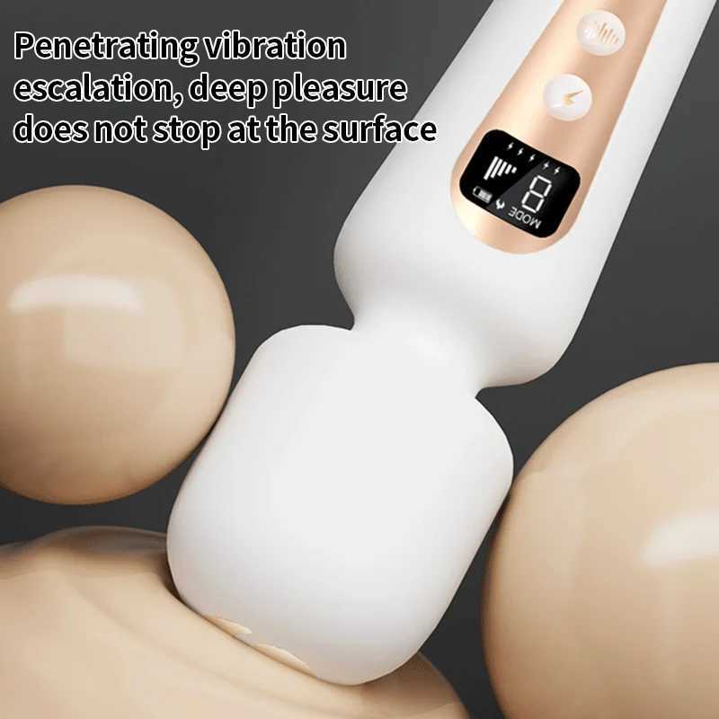 LCD display vibrator intelligent heating AV vibrator with 5 different frequencies of magnetic suction to charge female sex toys W250319