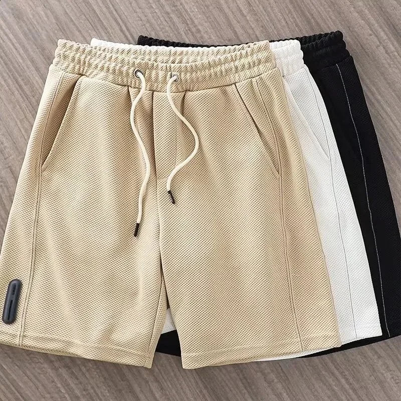 Summer mens waffle Y2K shorts Korean fashion handle bag shorts fitness breathable streetwear gym Bermuda 250317