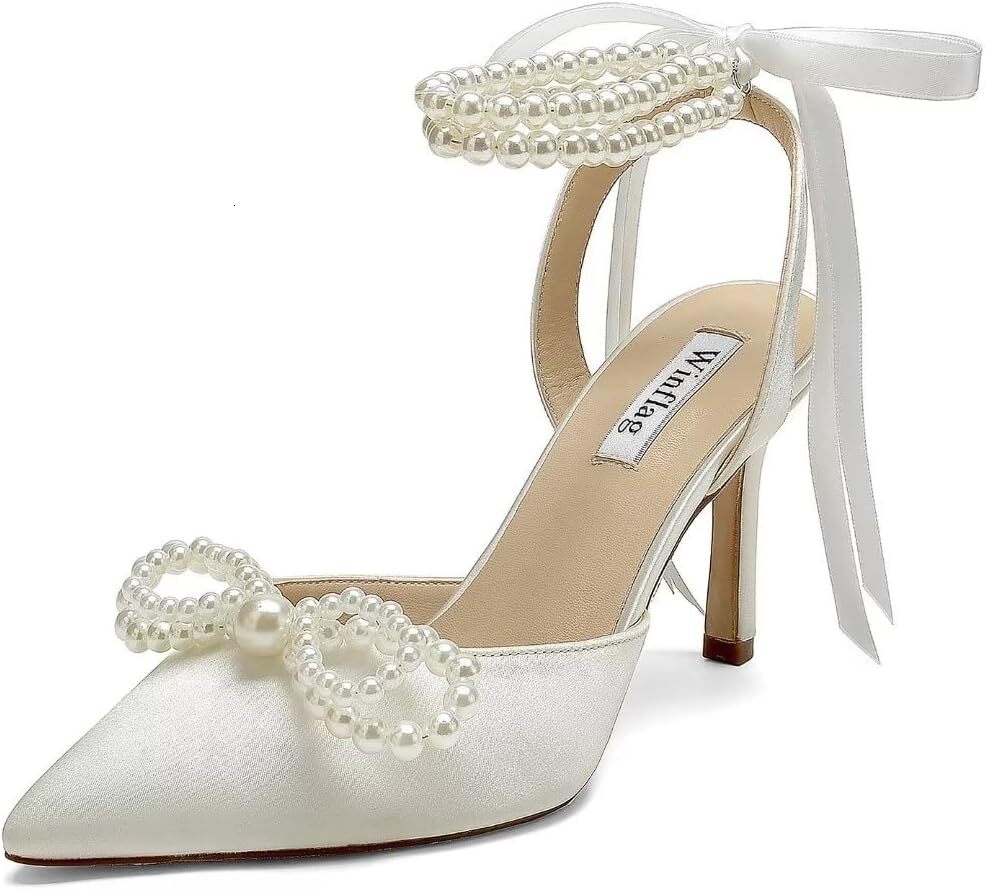 2025 New Designer sandals Pearl Wedding Shoes Bridal High Heels Bridal Shoes Closed Toed Wedding High Heels