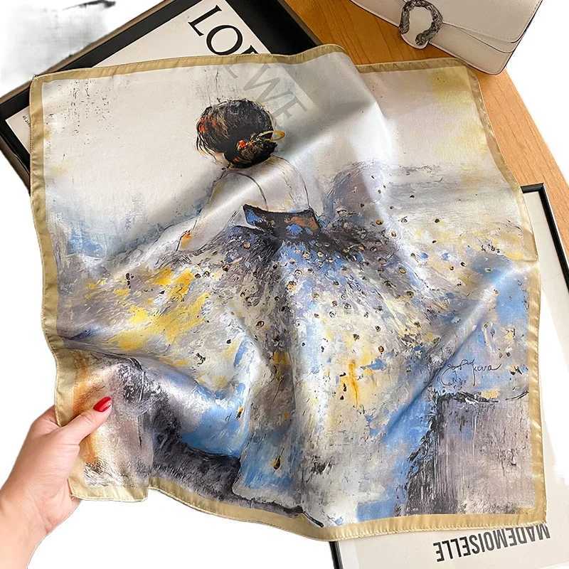 Luxury Br00% natural silk scarf Wen Design small square shawl headband fashionable collar headband X250319