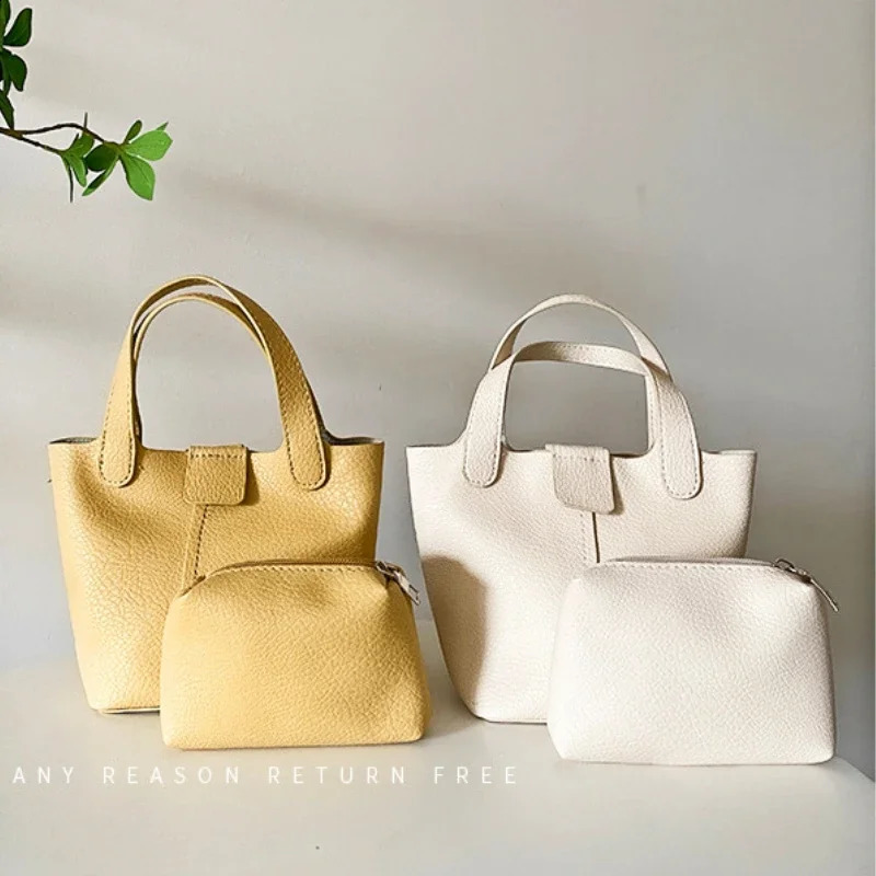 Korean version soft textured single shoulder portable bucket bag personalized small vegetable basket portable casual cross body bag 250317