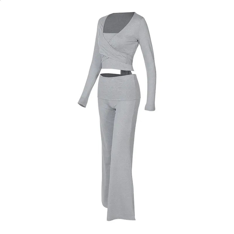 Spring Womens Tshirt and Pants 2piece Set Street Clothing Fashion Long Sleeve Lace Top Casual Mens Elegant Slimming 250319