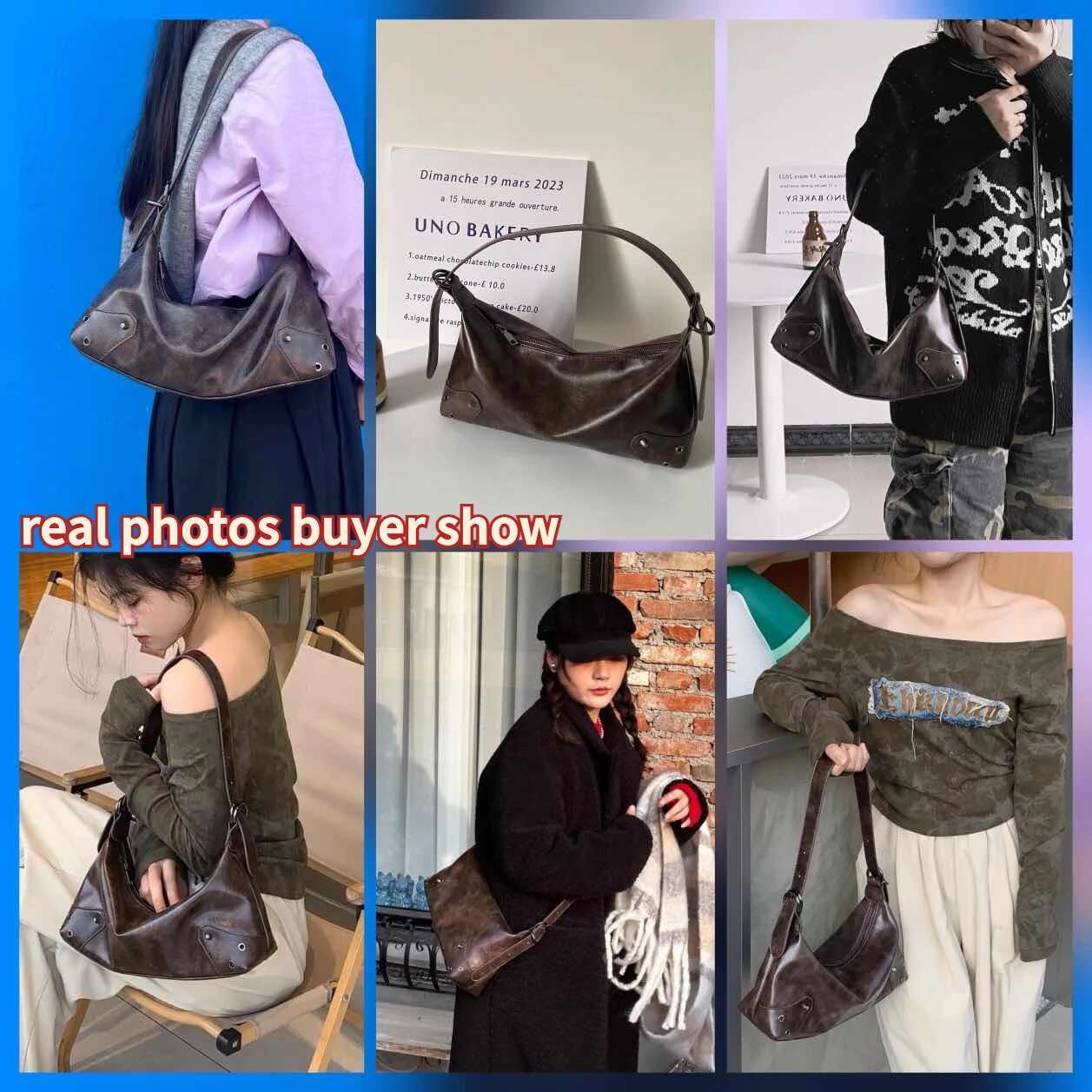 Pu Leather Retro Women's Underarm Cool Y2k Girls Vintage Small Shoulder Bags Simple Female Crossbody Bag Handbags Purse