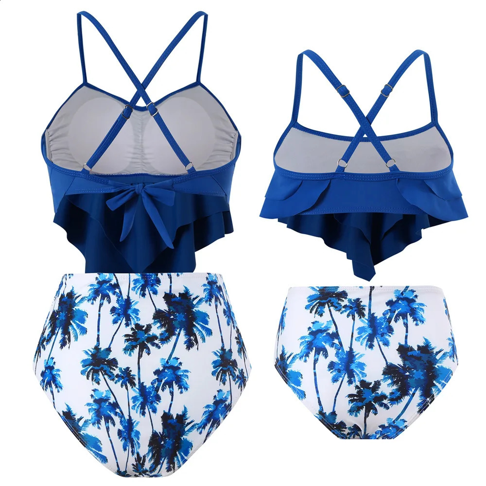 2025 Summer Mother and Daughter Bikini Swimwear Beach Bath Swimsuits Mommy and Me Clothes Matching Outfits Girls Kids Swimsuits 250319