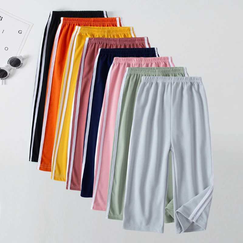 Summer childrens thin and wide leg pants boys and girls colorful casual sports straight pants comfortable pantsT250318