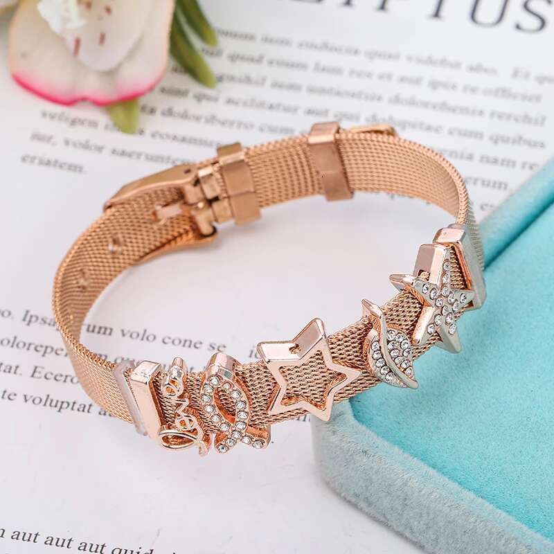 Women's Slide Mesh Charm Bracelet Bangle Fits Stainless Steel Fine Bracelets Bangles Bileklik Pulseira
