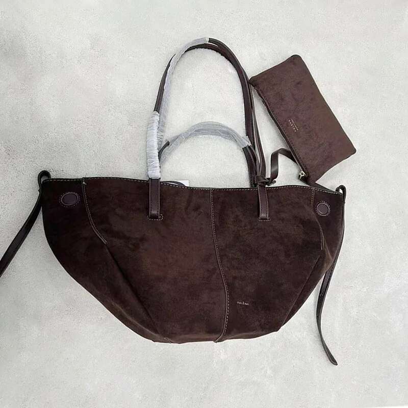 Designer Suede Leather Solid Color Vintage Handbag Large Capacity Versatile Simple Design Women's Crossbody Bag