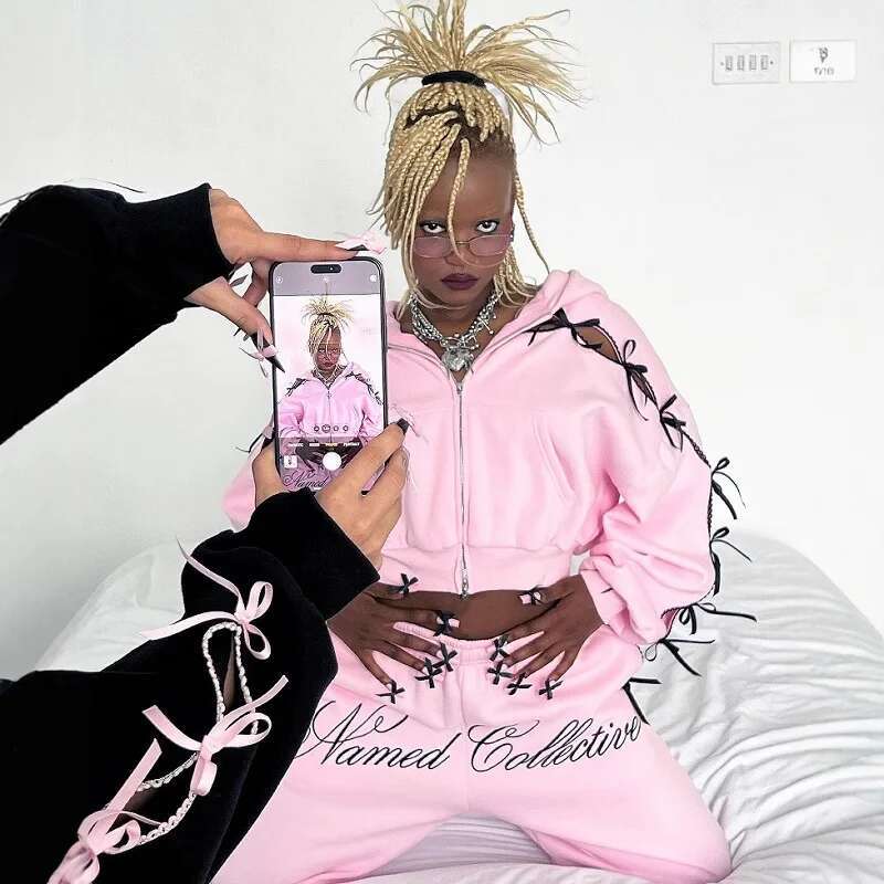 Haruku Fashion New Suit Casual Hollow Letters Street Youth Plus Fleece Sweatpants Sports Personality Trend